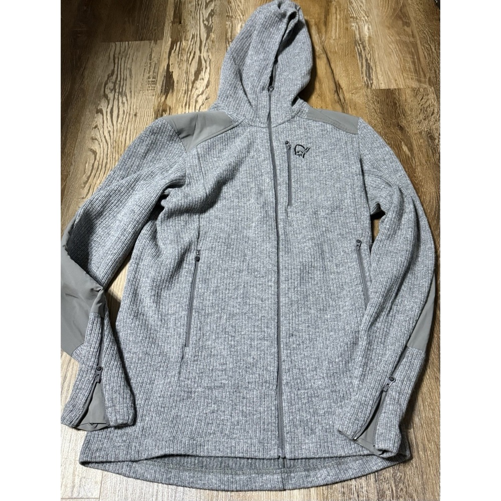 Norrøna Hoodie Mens Small Gray Tamok Warm Wool2 Zip Hood Jacket Mercury